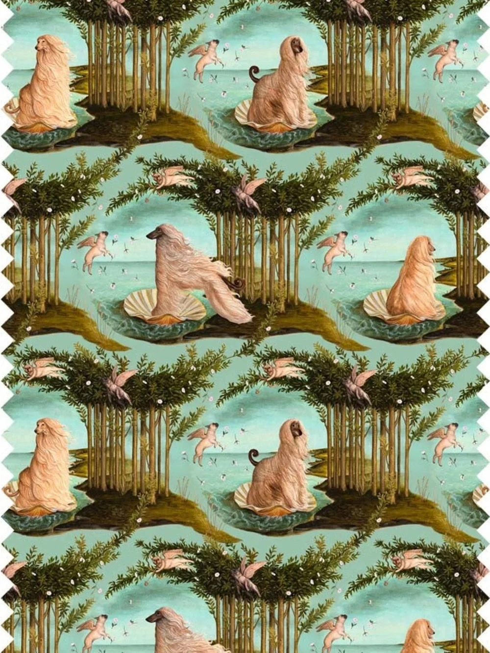 Large Rachel Antonoff Laura pleated mini dress dog pattern Green Long-Sleeve